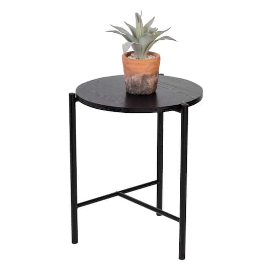 6 Pack: Honey Can Do 18&#x22; Black Round Side Table with T-Pattern Base